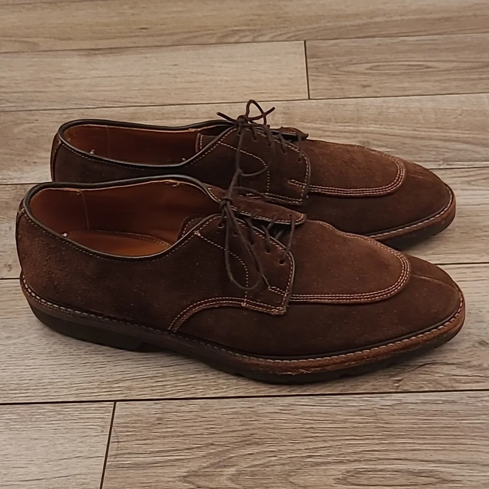 FACONNABLE USA Dark Brown Suede Leather Sz 9 D Lace Up Split Toe Mens Dress Shoe